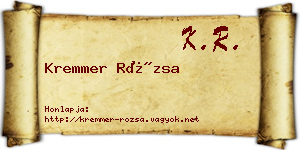 Kremmer Rózsa névjegykártya